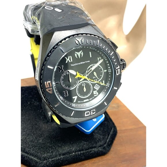 Technomarine Men's Watch TM-215069 Manta Chronograph Quartz Black Yellow Rubber - Picture 14 of 15